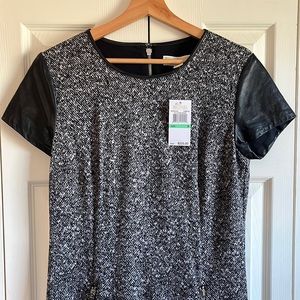 NWT Michael Kors sheath dress w/ faux leather sleeves size 8